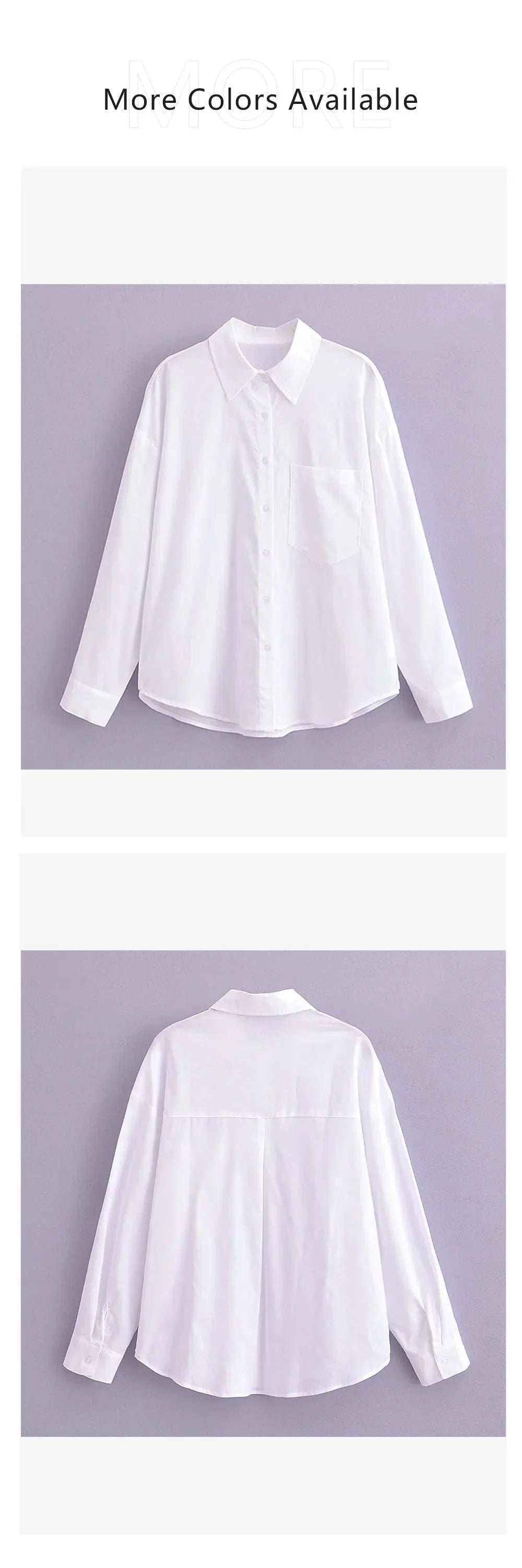 Women's White Pure Linen Long Sleeve Shirt with Pocket Detail Loose Fit Slimming Design