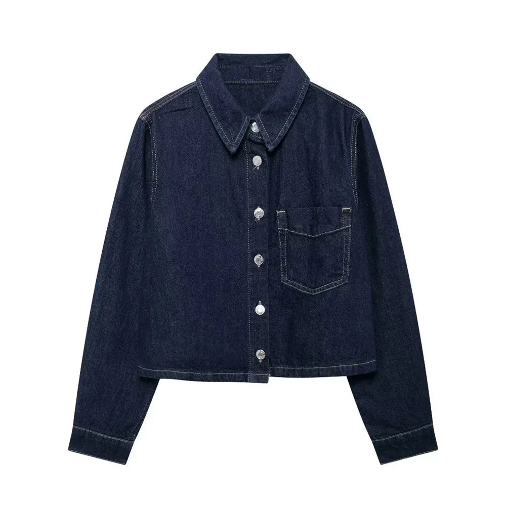 Autumn Casual Loose Cotton Denim Shirt and Pants Set for Effortless Style