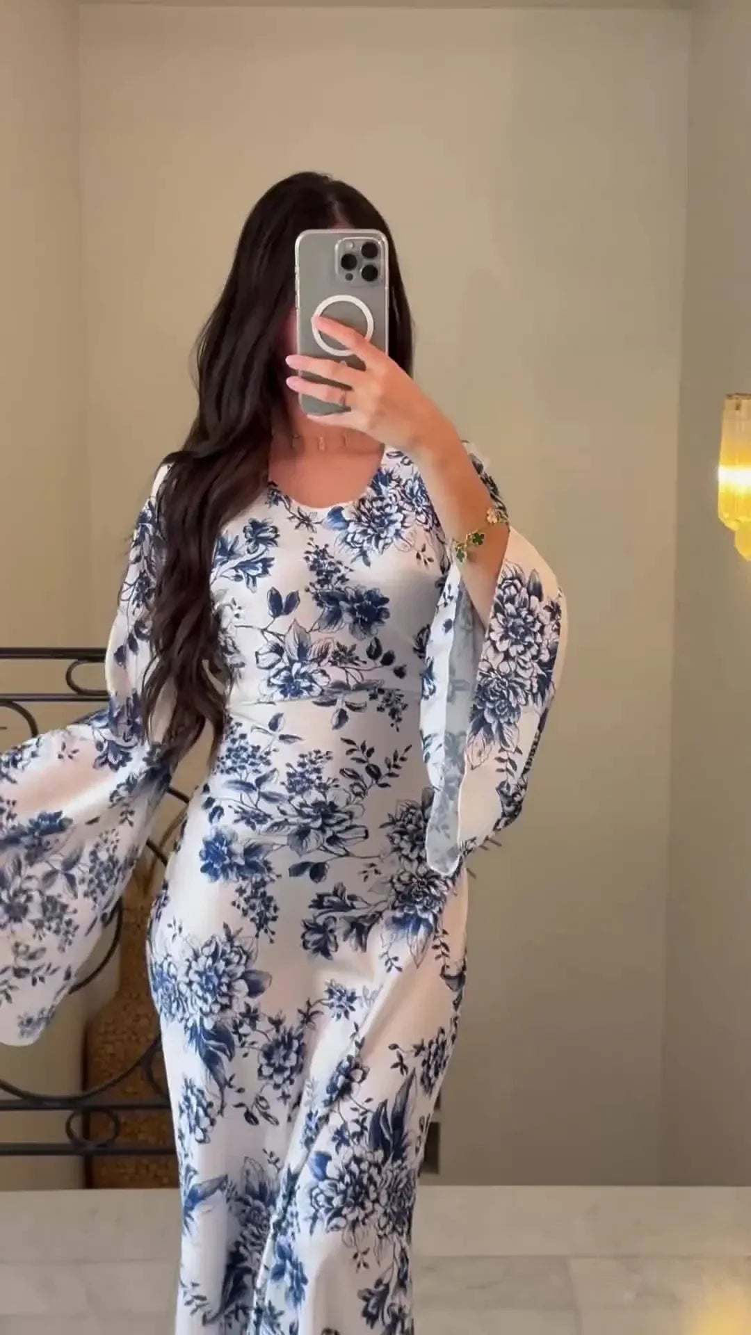 Floral Abaya Dress For Muslim Women Long Modest Robe