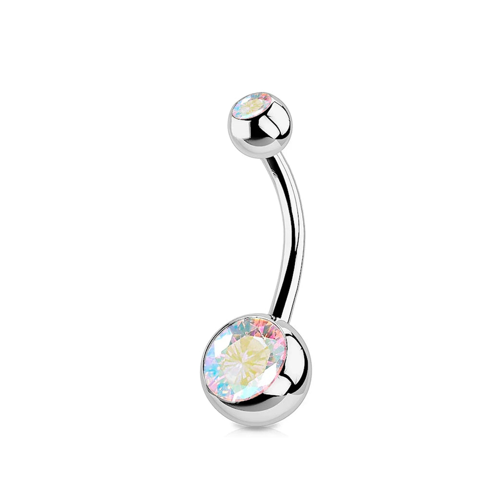 G23 Titanium Crystal Gem Curved Barbell Belly Button Rings for Navel Piercings