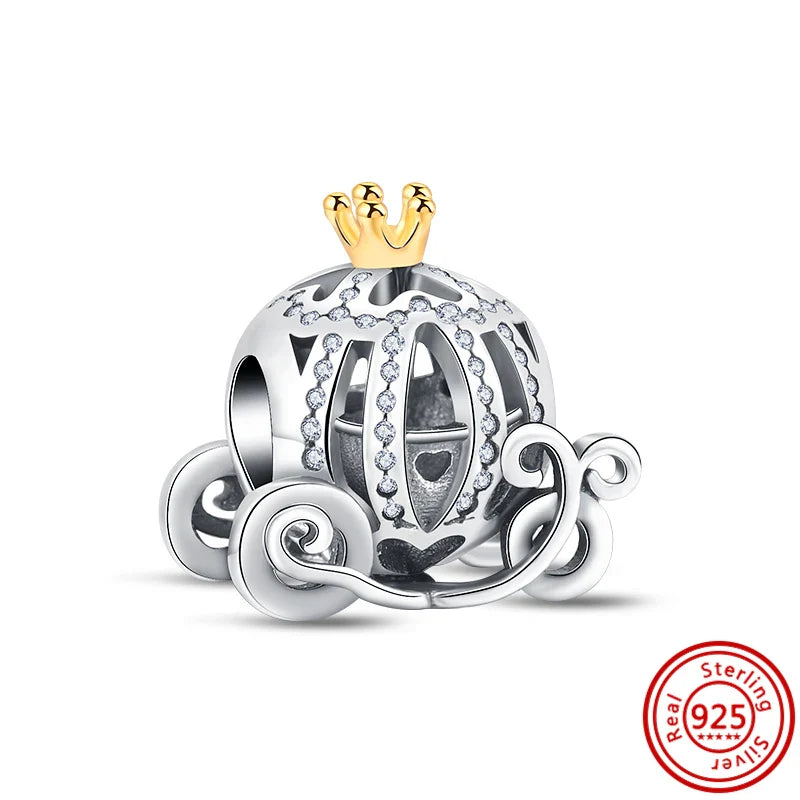 Fit Pantaro Peacock Cake Teeth Butterfly Crown S925 Silver Charms Beads Fine Jewelry for Women Gift