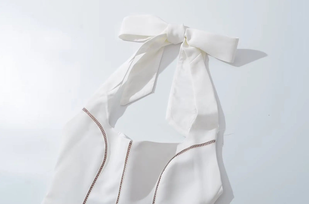 Elegant Halter Neck Backless Mesh Dress For Evening