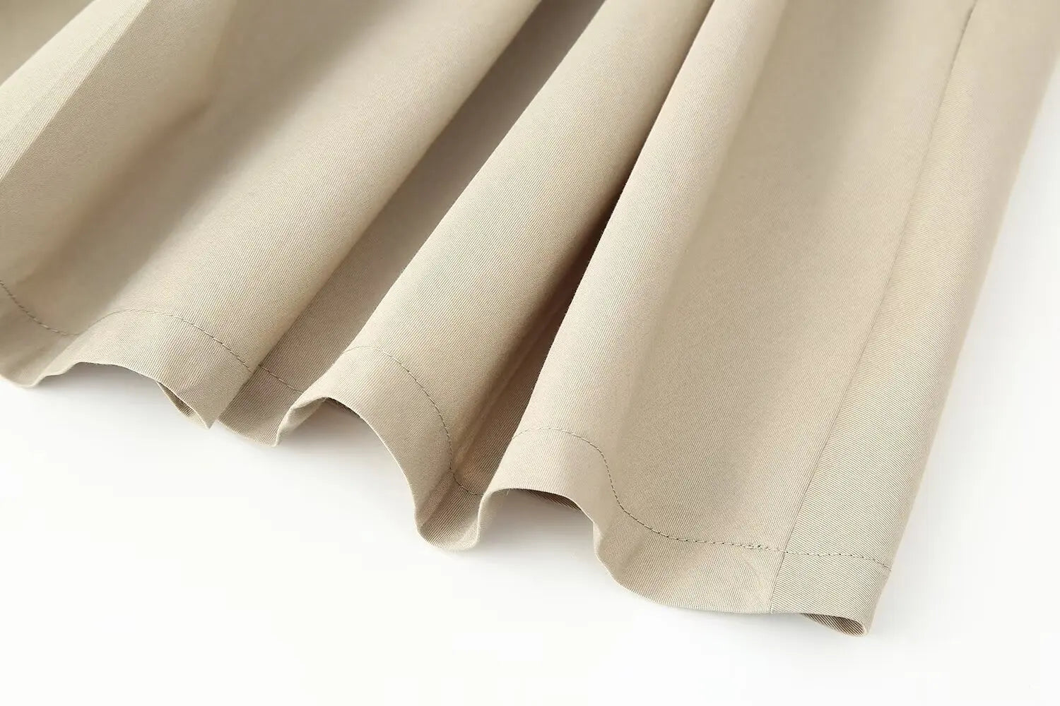 High Waist Pleated Dress With Belt Round Neck Sleeveless