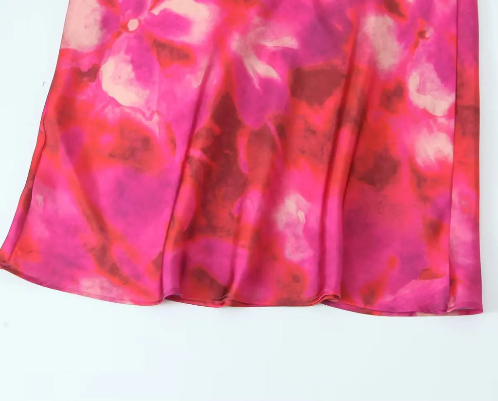 Printed Halter Neck Dress With Button Back for Women