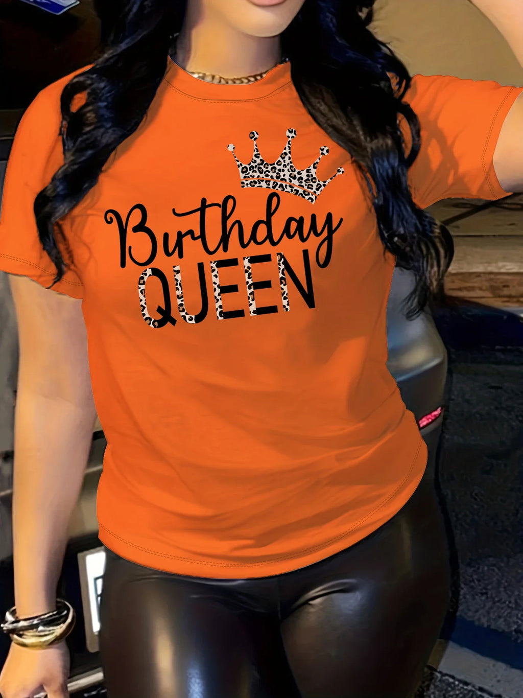 Letter Print Casual T-Shirt for Women Short Sleeve Crew Neck Top