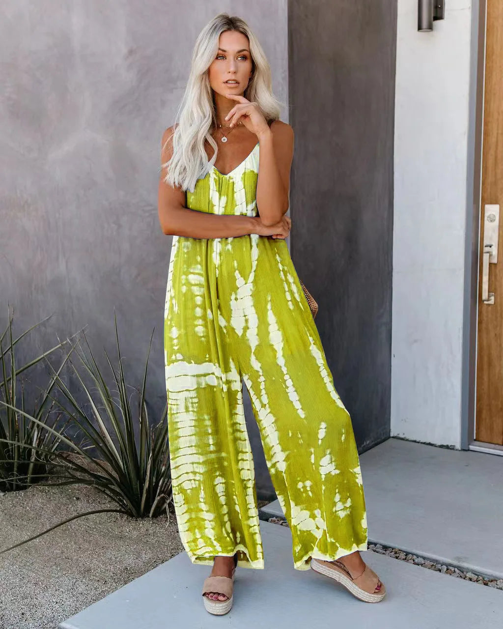 Women's Sexy Suspender Jumpsuit with Wide Leg Pants Elegant Chic Sleeveless Romper