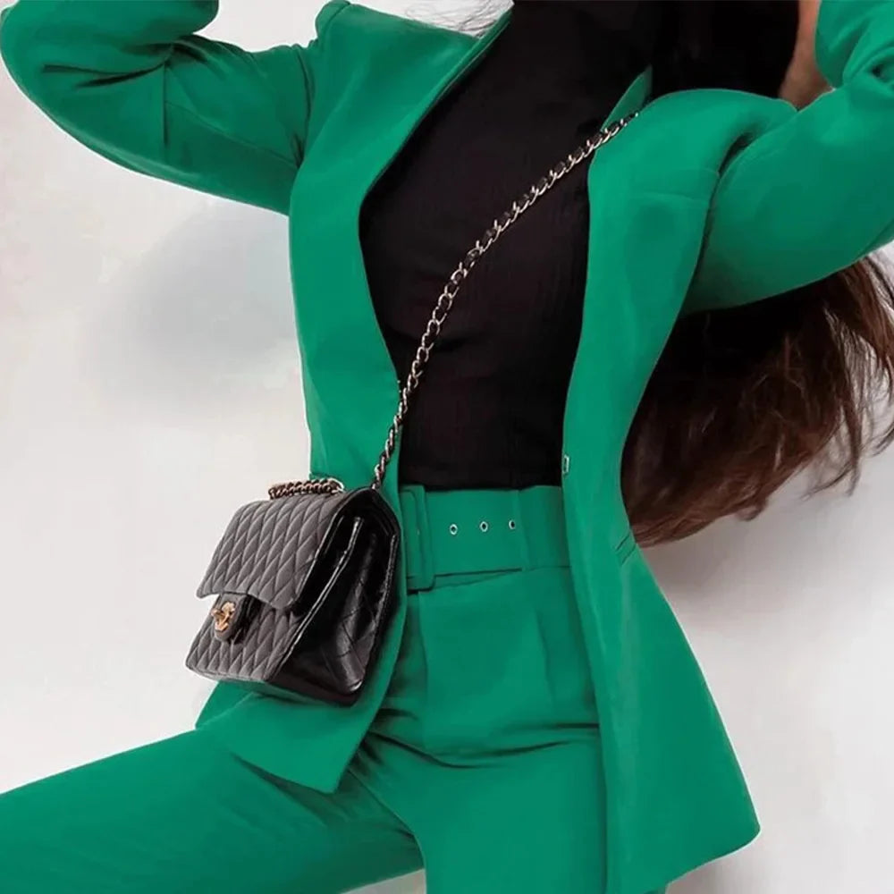 Fashionable Women's Slimming Multi-Color Suit Set for Autumn