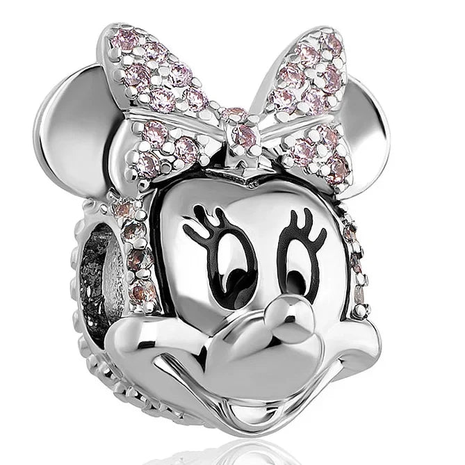 Disney 925 Sterling Silver DIY Charm Compatible With 3mm Bracelets Featuring Mickey Mouse Ferris Wheel And Suitcase Designs
