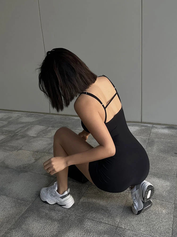 Sexy Solid Black Backless Tank Bodysuit Sleeveless Slim Fit Camisole Jumpsuit Bodycon Romper Summer Fashion