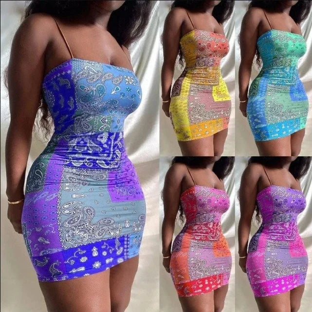 Summer Spaghetti Strap Bodycon Mini Dress For Beach Club