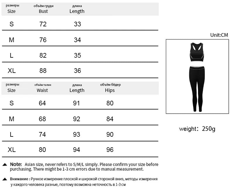 Summer Women Sports Two Piece Set Crop Top and Bodycon Pants Activewear