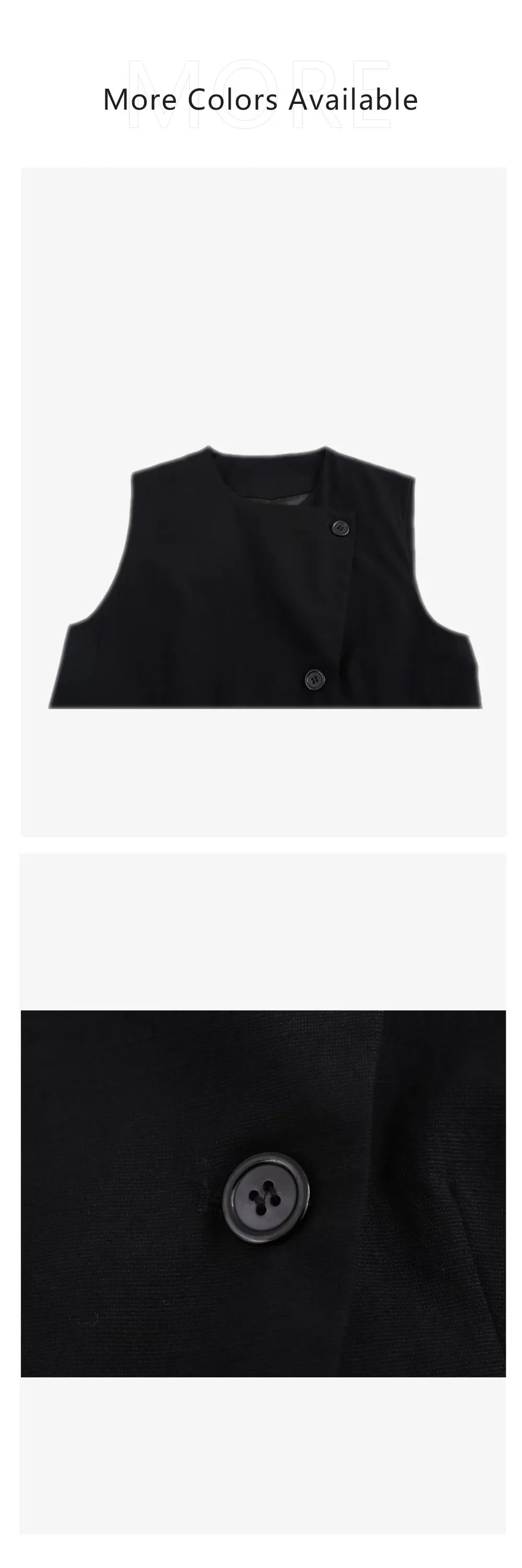 Chic Black Double Breasted Vest and Straight Leg Long Casual Shorts Set for Women Stylish Versatile Autumn Outfit