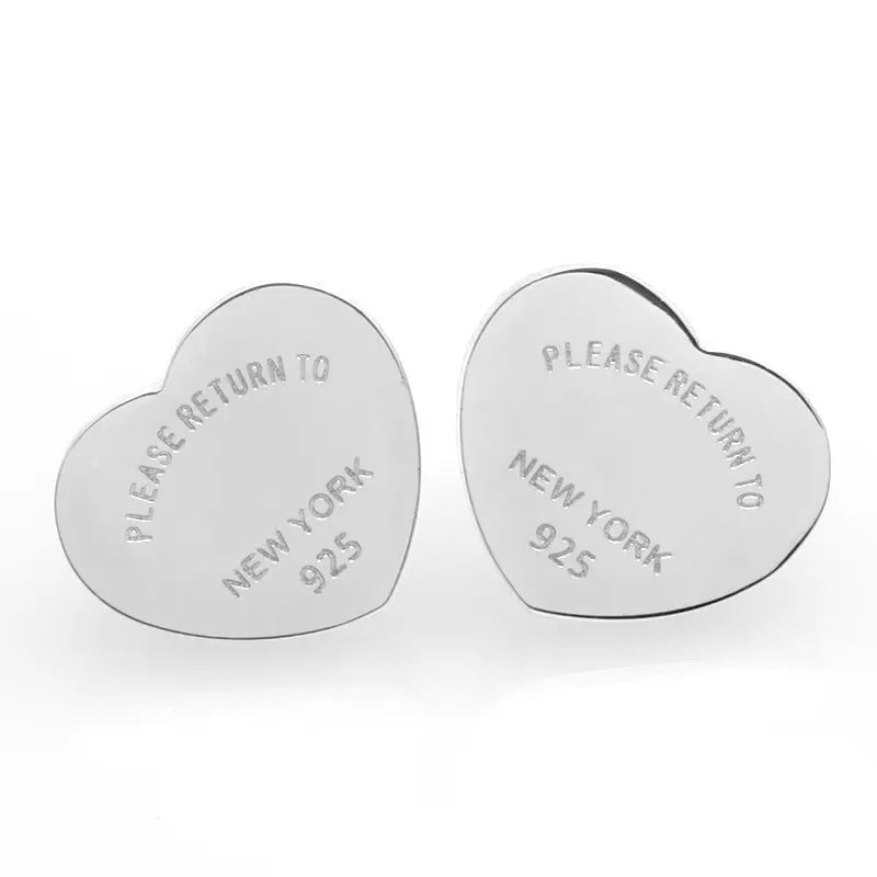 Anti-Allergic Titanium Steel Heart Stud Earrings for Everyday Wear
