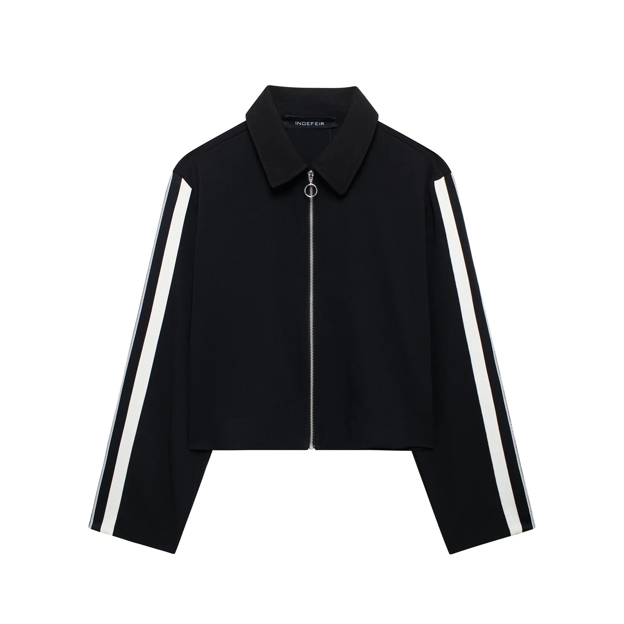 Women's Fashion Side Stripe Coat Pant Set with Long Sleeve Zipper Jacket and Elastic Waist Wide Leg Pants