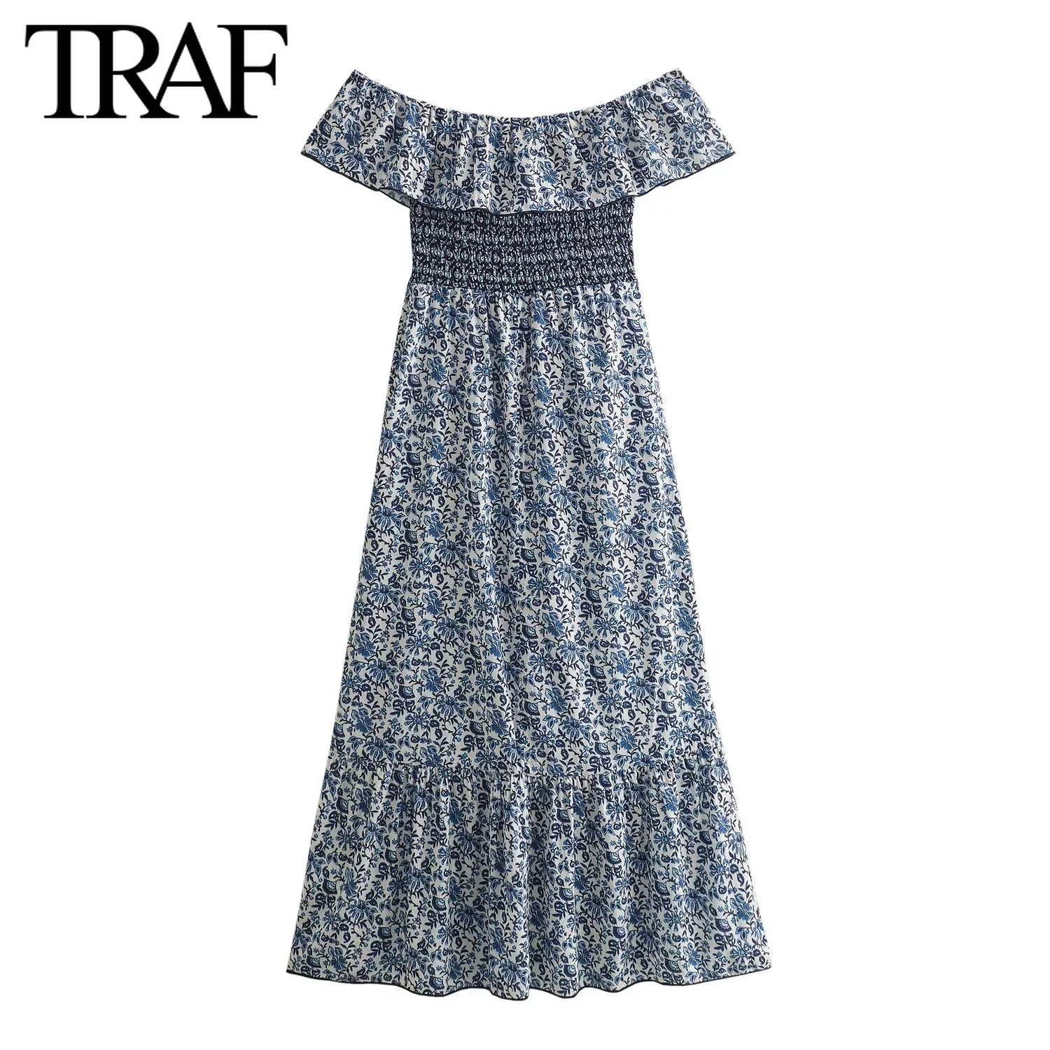 Off Shoulder Floral Print Long Vest Dress For Women