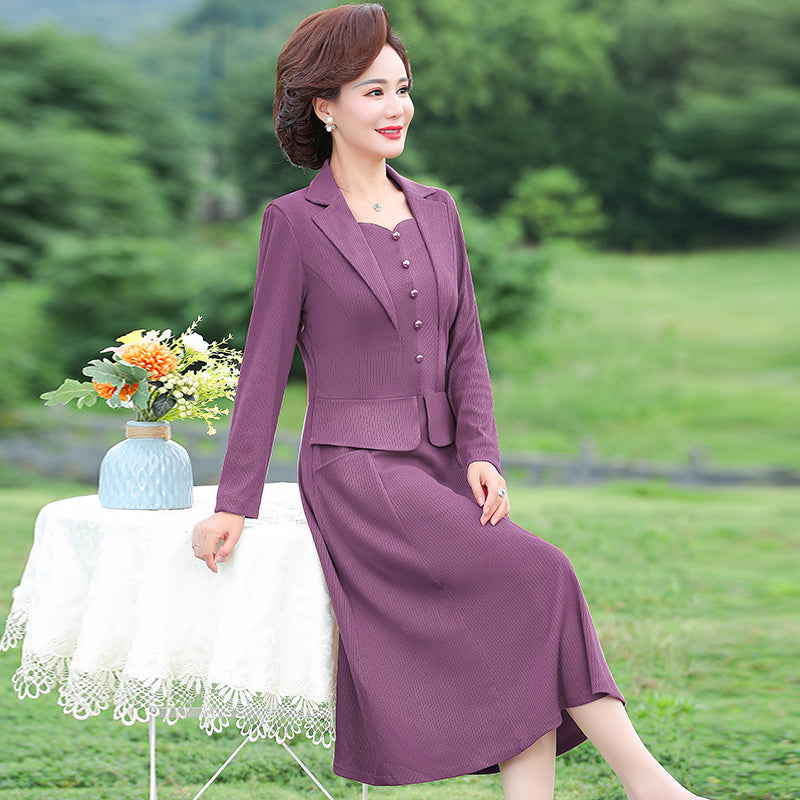 Autumn Women Aline Knee Length Office Dress With Collar