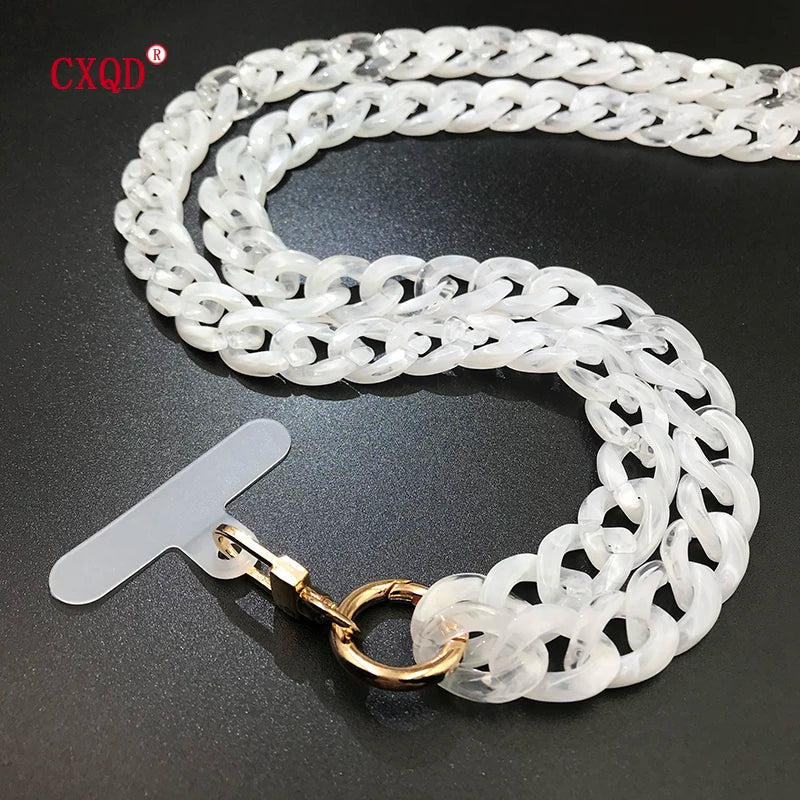 120cm Colorful Acrylic Phone Lanyard Neck Strap Anti-Lost Mobile Chain Accessories