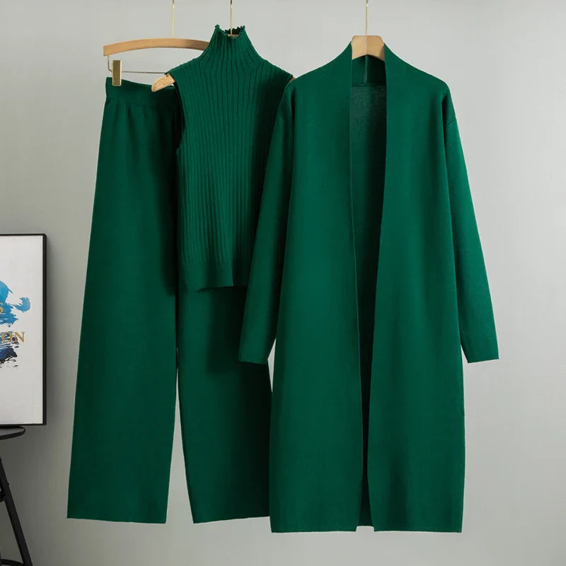 3PCS Women Casual Tracksuit Set with Solid Tape Patch Tank Top, Pants, and Coat