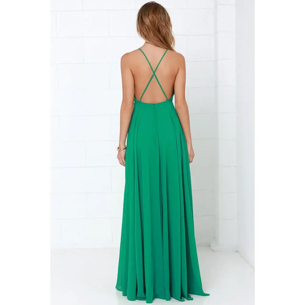 Boho Maxi Dress Women Sleeveless O Neck Backless Sundress