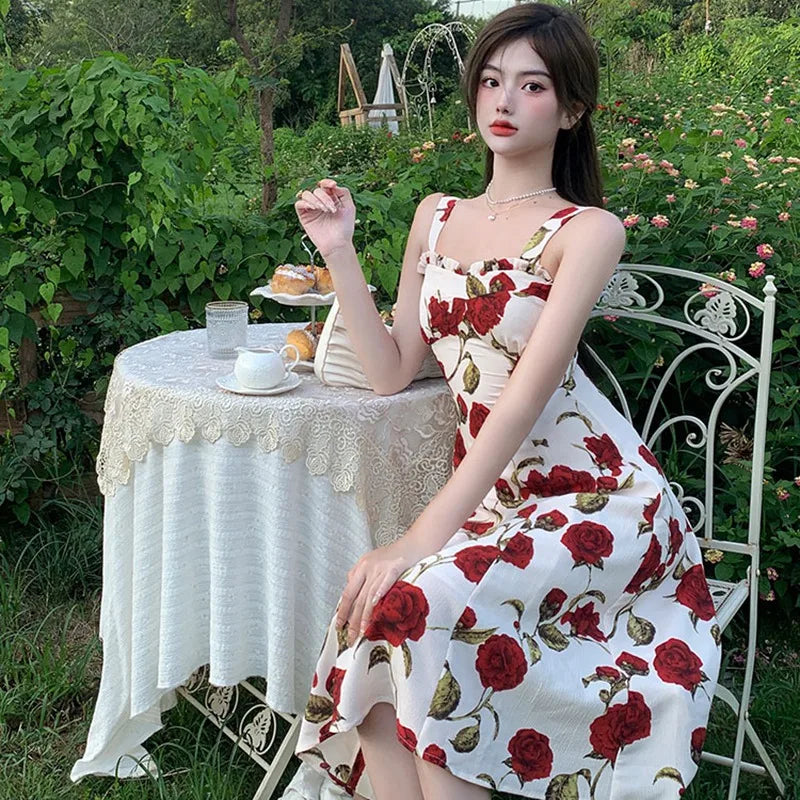 Floral Print Sleeveless Summer Dress For Vacation Travel