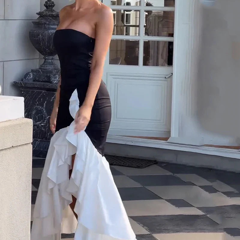 Backless Mermaid Party Dress for Women Sleeveless Ruffled