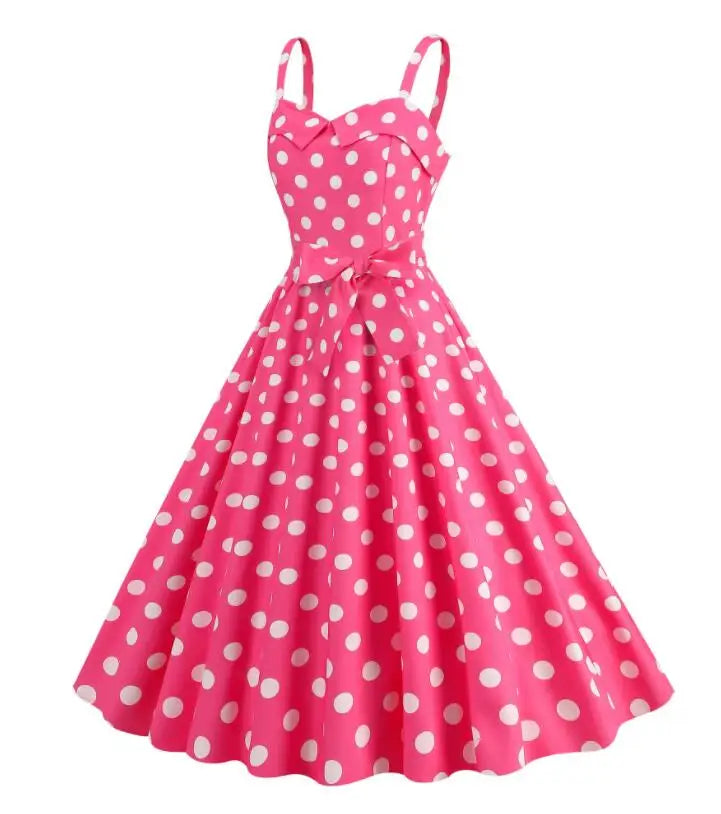 Pink Plaid Suspender Dress High Waisted Party Gown Chic