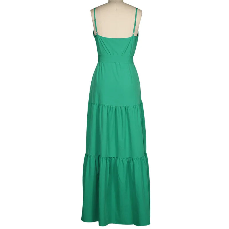 Summer Spaghetti Strap Backless V Neck Sundress For Women