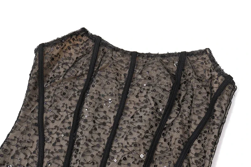 Sexy Strapless Sequin Bandage Bodycon Mini Dress Ruched