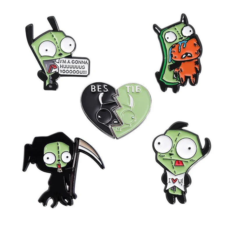Cartoon Character Enamel Pins Set Cute Anime Brooches Fashion Accessories