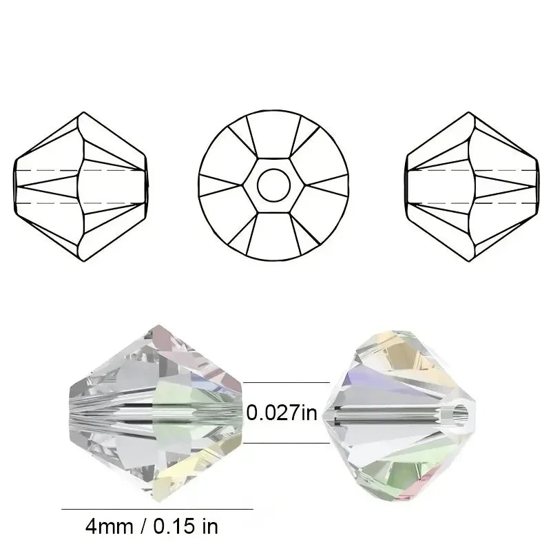4mm Multicolor Bicone Crystal Beads Set for DIY Bracelet Jewelry Making - 15 Grid Multi-faceted Irregular Glass Bead Kit