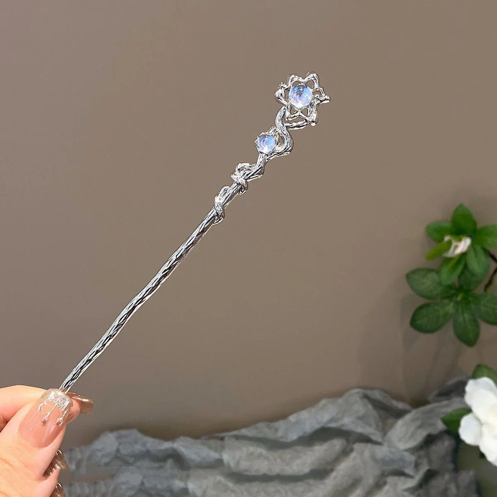 Fashion Chinese Style Hair Stick with Moonstone for Women's Romantic Hair Clip Accessories