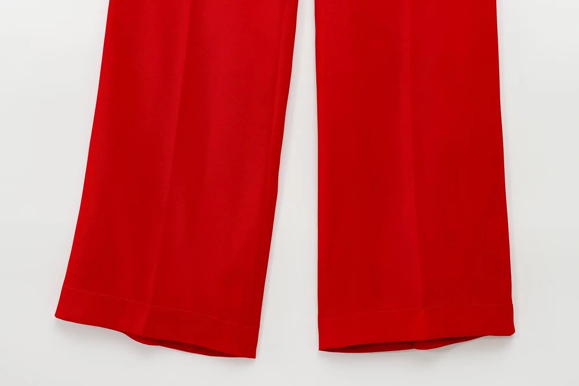 Fashionable Red Vest and Flared Pants Suit for Women with Belt, Versatile and Simple Temperament Outfits