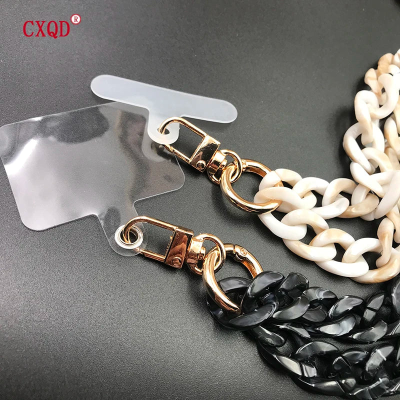 120cm Colorful Acrylic Phone Lanyard Neck Strap Anti-Lost Mobile Chain Accessories