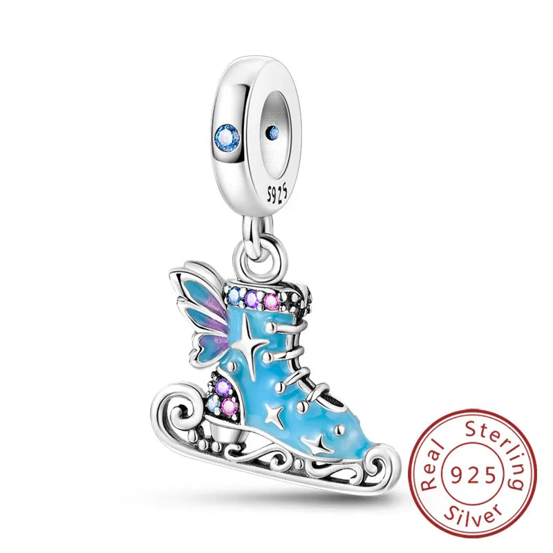 Fit 925 Sterling Silver Bow Perfume Bottle Pink Charms Beads for Women DIY Jewelry Gifts