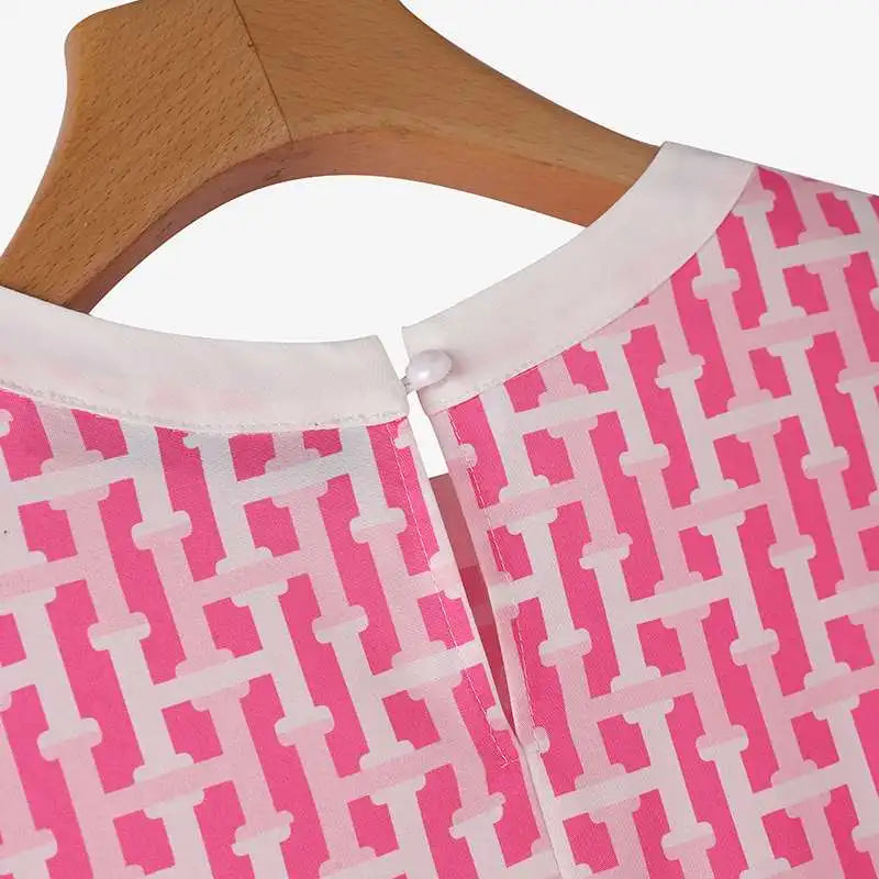 Boho Printed Sundress Knee Length Short Sleeve Dress