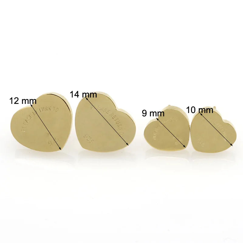 Anti-Allergic Titanium Steel Heart Stud Earrings for Everyday Wear