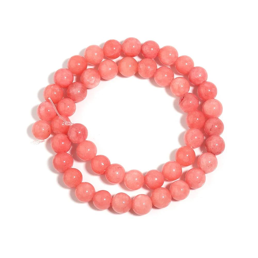 Natural Pink Chalcedony Stone Beads for Jewelry Making DIY Bracelet and Necklace Accessories