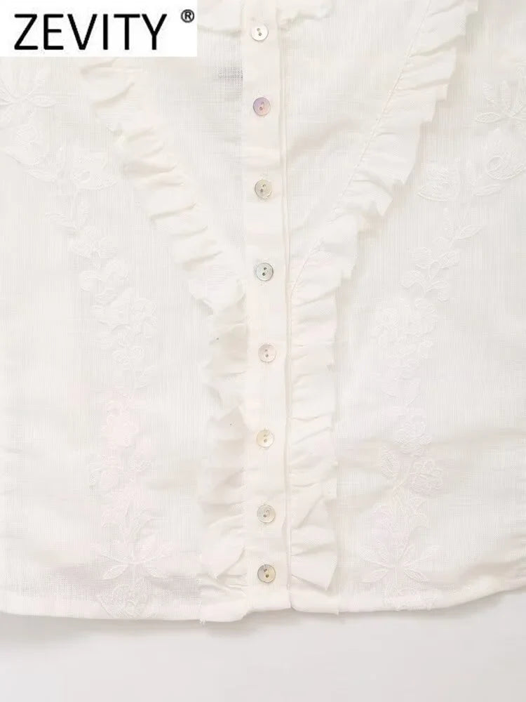 Women's Sexy Lace Floral Embroidery Short Blouse Chic Single Breasted Sling Vest Top