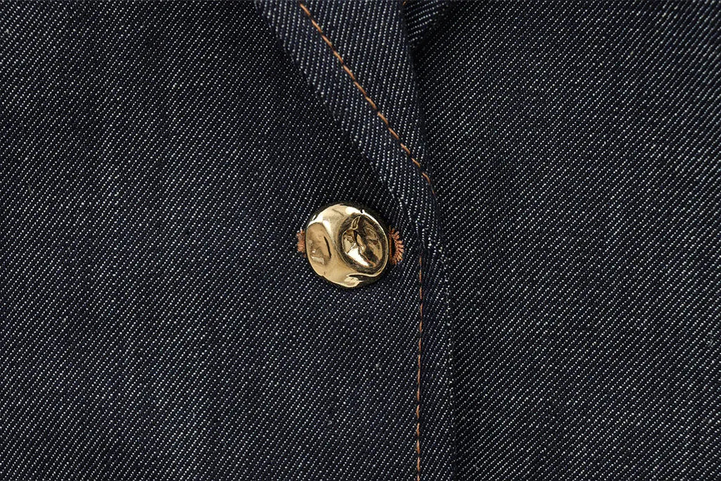 Women's Denim Jacket and Pants Set with Long Sleeve Blazer, Strapless Vest, and Straight Leg Jeans Fashion Outfit