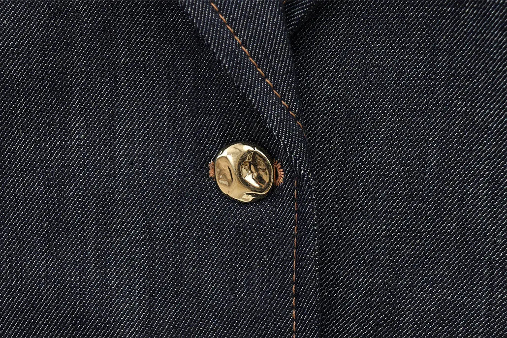 Women's Denim Jacket and Pants Set with Long Sleeve Blazer, Strapless Vest, and Straight Leg Jeans Fashion Outfit