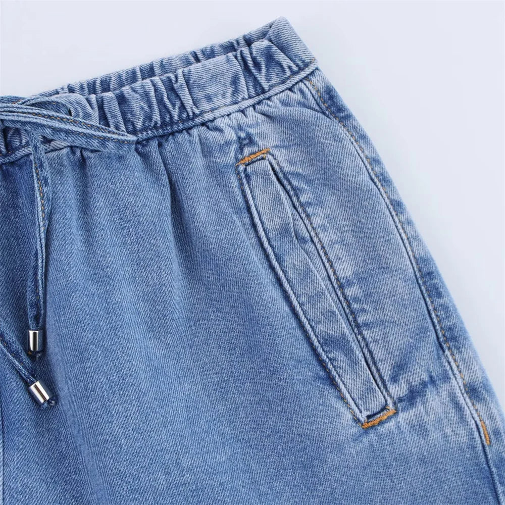 Women's Versatile Denim Long Sleeve Shirt and Pants Set for Casual Spring and Summer Wear