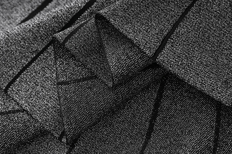 Silver Silk Waist Slimming Strap Dress Knit Short Skirt