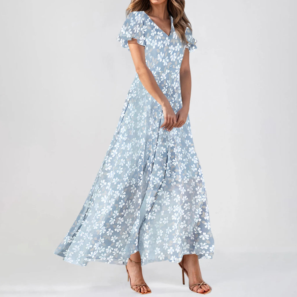 Floral Chiffon Maxi Dress for Summer Wedding Guest Chic