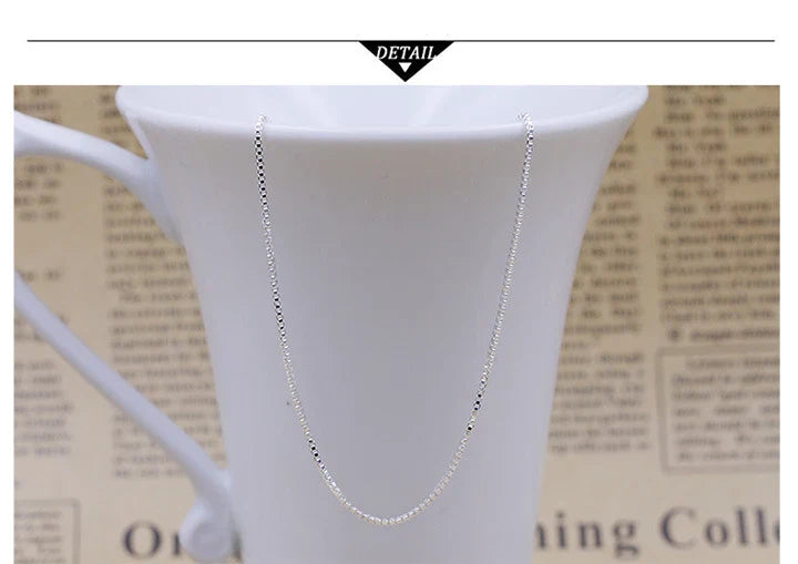 925 Sterling Silver Box Chain Necklace for Women and Children 40cm 0.8mm DIY Jewelry