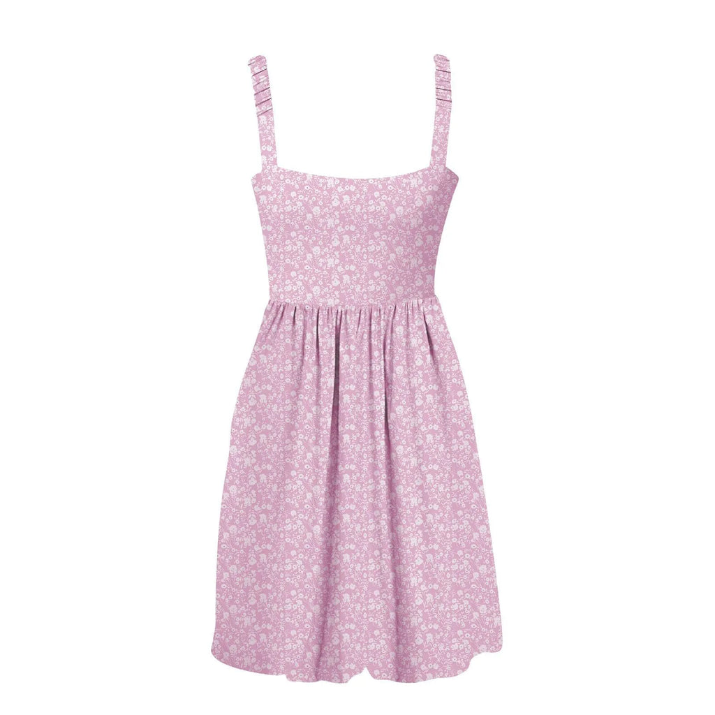 Sleeveless Summer Square Neck Dress With Pockets High Waisted