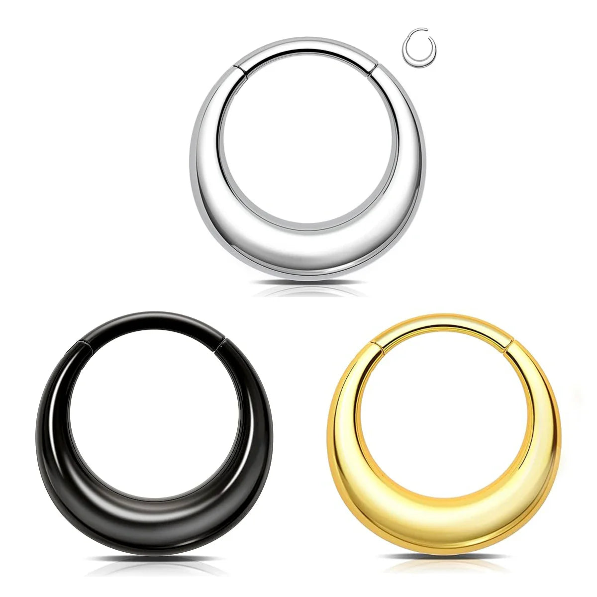 316L Stainless Steel Smooth Hoop Nose Ring Piercing Clicker Water Drop Septum Ring for Women and Men