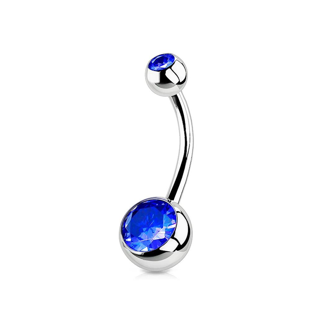 G23 Titanium Crystal Gem Curved Barbell Belly Button Rings for Navel Piercings