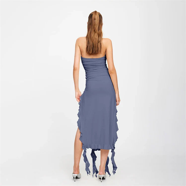 Strapless Tassel Maxi Dress For Women Party Clubwear