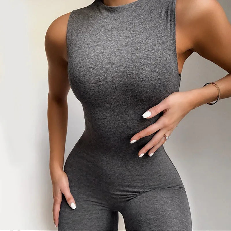 Slim Sleeveless Pencil Jumpsuit for Women Casual Fitness All Season Sporty Playsuit Activewear One Piece Clothing