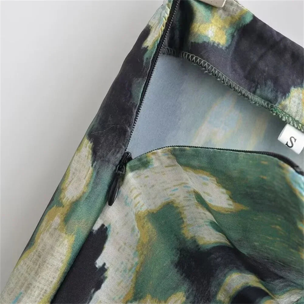 Women's Printed Shirt and Scarf Printed Pants Set for Spring and Summer Fashion